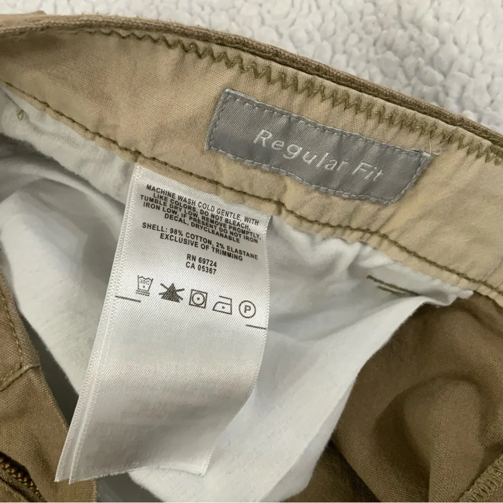 Columbia Cargo Pants 40x32 Tan Straight Leg Hike Camp 6 Pockets Zip Hook & Loop
